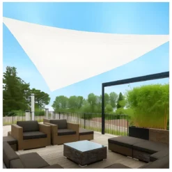 Vela Ombreggiante Triangolare 3x3x3 m Bianco per Giardino e Terrazzo