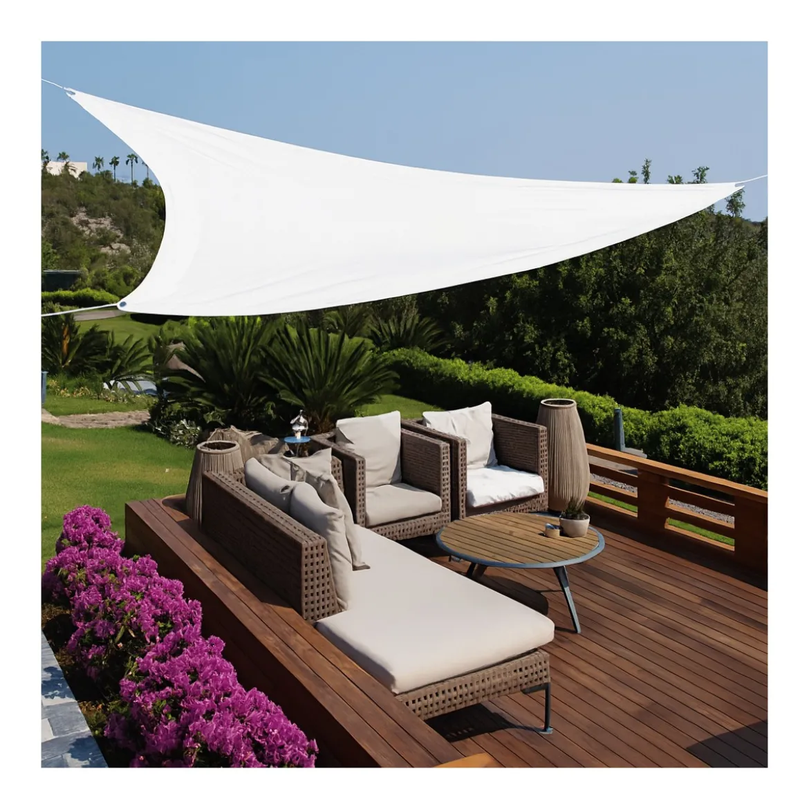 Vela Ombreggiante Triangolare 3,6x3,6 m Bianco Idrorepellente da Esterno