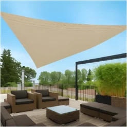 Vela Ombreggiante Triangolare Beige 3,6x3,6x3,6 m con Anelli in Acciaio