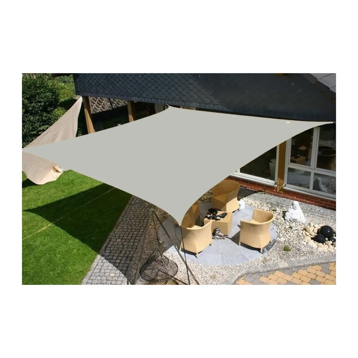 Vela Ombreggiante 3x3 Grigia Quadrata Telo per Giardino Esterno Tenda Parasole