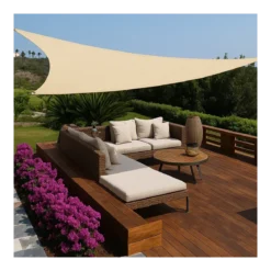 Vela Triangolare 5x5 m Beige Idrorepellente Ombreggiante da Esterno