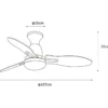 Ventilatore da Soffitto con Luce LED Metallo 3 Pale in Legno con Timer