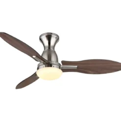 Ventilatore da Soffitto con Luce LED Metallo 3 Pale in Legno con Timer