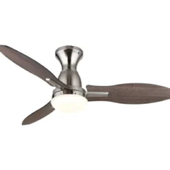 Ventilatore da Soffitto con Luce LED Metallo 3 Pale in Legno con Timer