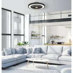 Ventilatore da Soffitto con Luce 54 cm Nero Telecomando Luce Notturna