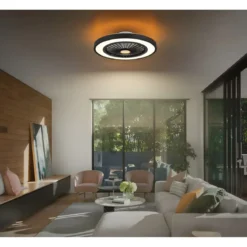Ventilatore da Soffitto con Luce 54 cm Nero Telecomando Luce Notturna