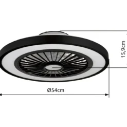 Ventilatore da Soffitto con Luce 54 cm Nero Telecomando Luce Notturna
