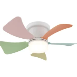 Ventilatore da Soffitto con Luce CCT Regolabile Bianco 5 Pale Colorate