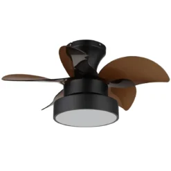 Ventilatore da Soffitto con Luce Metallo Nero Pale Trasparenti Marroni