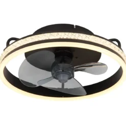 Ventilatore da Soffitto con Luce Nero LED CCT Dimmerabile Telecomando