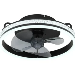 Ventilatore da Soffitto con Luce Nero LED CCT Dimmerabile Telecomando