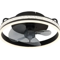 Ventilatore da Soffitto con Luce Nero LED CCT Dimmerabile Telecomando
