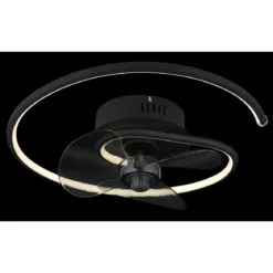 Ventilatore da Soffitto con Luce LED Nero Moderno 30W Telecomando