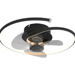Ventilatore da Soffitto con Luce LED Nero Moderno 30W Telecomando