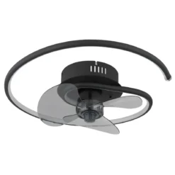 Ventilatore da Soffitto con Luce LED Nero Moderno 30W Telecomando