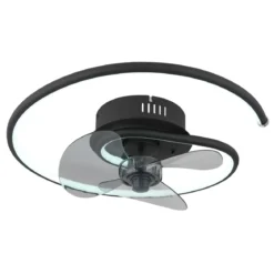 Ventilatore da Soffitto con Luce LED Nero Moderno 30W Telecomando