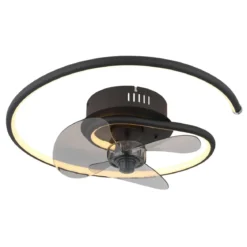 Ventilatore da Soffitto con Luce LED Nero Moderno 30W Telecomando
