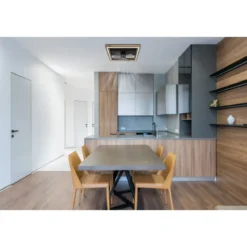 Ventilatore da Soffitto con Luce LED Nero Legno Quadrato Moderno