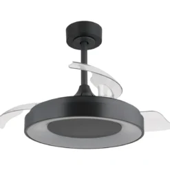 Ventilatore da Soffitto con Luce Grigio 91 cm LED RGB Pale Richiudibili