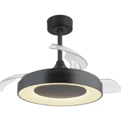 Ventilatore da Soffitto con Luce Grigio 91 cm LED RGB Pale Richiudibili