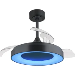 Ventilatore da Soffitto con Luce Grigio 91 cm LED RGB Pale Richiudibili