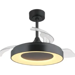 Ventilatore da Soffitto con Luce Grigio 91 cm LED RGB Pale Richiudibili