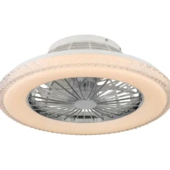 Ventilatore da Soffitto con Luce Bianco Cristalli LED CCT Telecomando