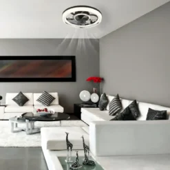 Ventilatore da Soffitto con Luce Nero Cristalli LED Dimmer Telecomando