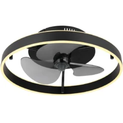Ventilatore da Soffitto con Luce LED Dimmerabile Nero Opale Telecomando