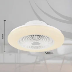 Ventilatore da Soffitto con Luce in Metallo Bianco 50 cm Telecomando