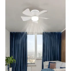 Ventilatore da Soffitto con Luce LED CCT Regolabile Bianco 5 Pale
