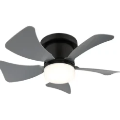 Ventilatore da Soffitto con Luce LED CCT Regolabile Nero 5 Pale Grigio