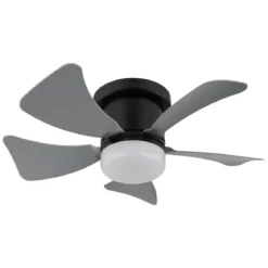 Ventilatore da Soffitto con Luce LED CCT Regolabile Nero 5 Pale Grigio