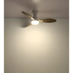 Ventilatore da Soffitto con Luce LED Bianco 3 Pale in Legno con Timer