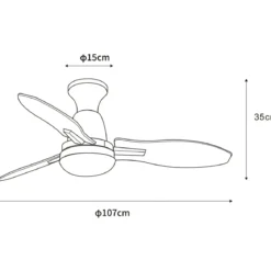 Ventilatore da Soffitto con Luce LED Bianco 3 Pale in Legno con Timer