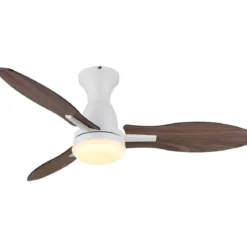 Ventilatore da Soffitto con Luce LED Bianco 3 Pale in Legno con Timer