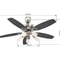 Ventilatore da Soffitto con 5 Luci 5 Pale Reversibili Faggio Grafite
