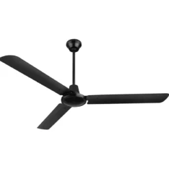 Ventilatore da Soffitto con Luce 142 cm 3 Pale Metallo Nero 3 Velocità
