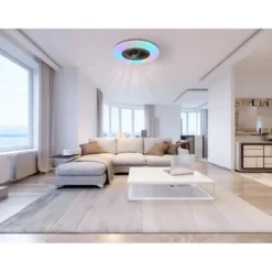 Ventilatore da Soffitto con Nero Bianco 60 cm LED RGB Telecomando