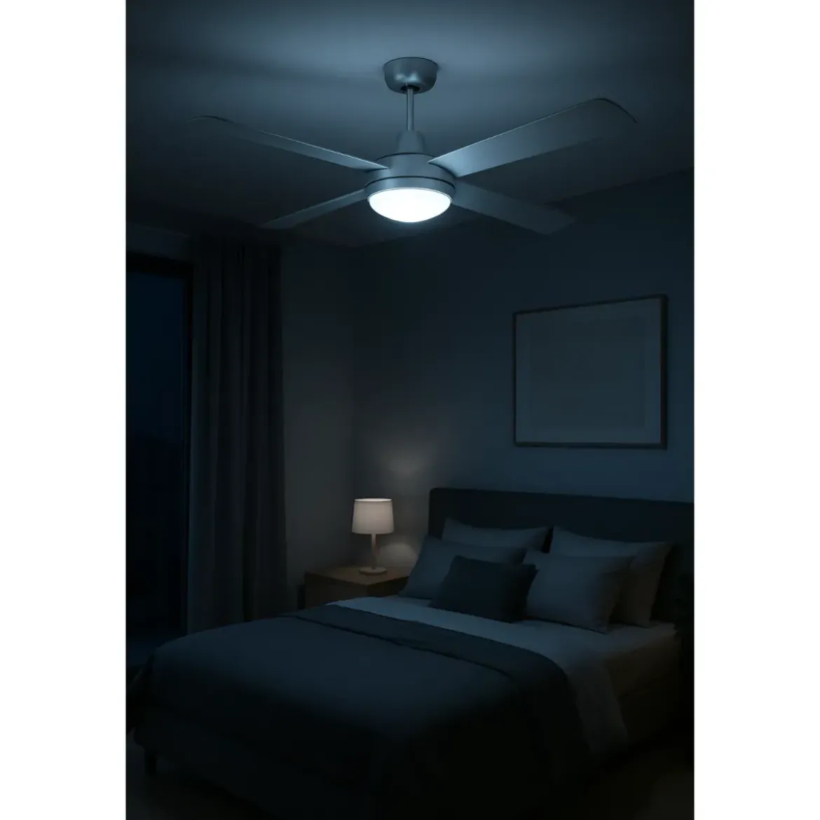 Ventilatore da Soffitto 4 Pale in Legno Ø132 cm Luce e Telecomando 60W