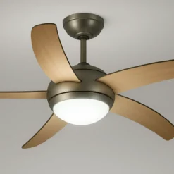 Ventilatore da Soffitto 5 Pale in Legno Ø132 cm Luce e Telecomando 60W