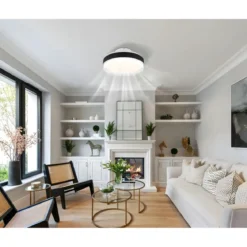 Ventilatore da Soffitto Plafoniera LED Dimmerabile 45 cm Bianco Nero