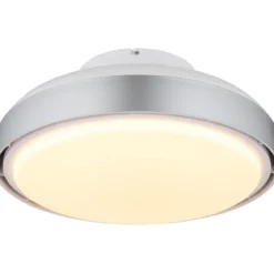 Ventilatore da Soffitto Plafoniera LED Dimmerabile 45 cm Bianco Argento