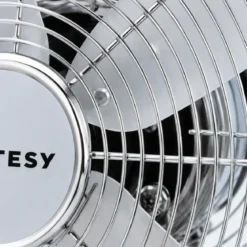 Ventilatore da Tavolo Cromato 60W 3 Velocità Inclinazione Regolabile