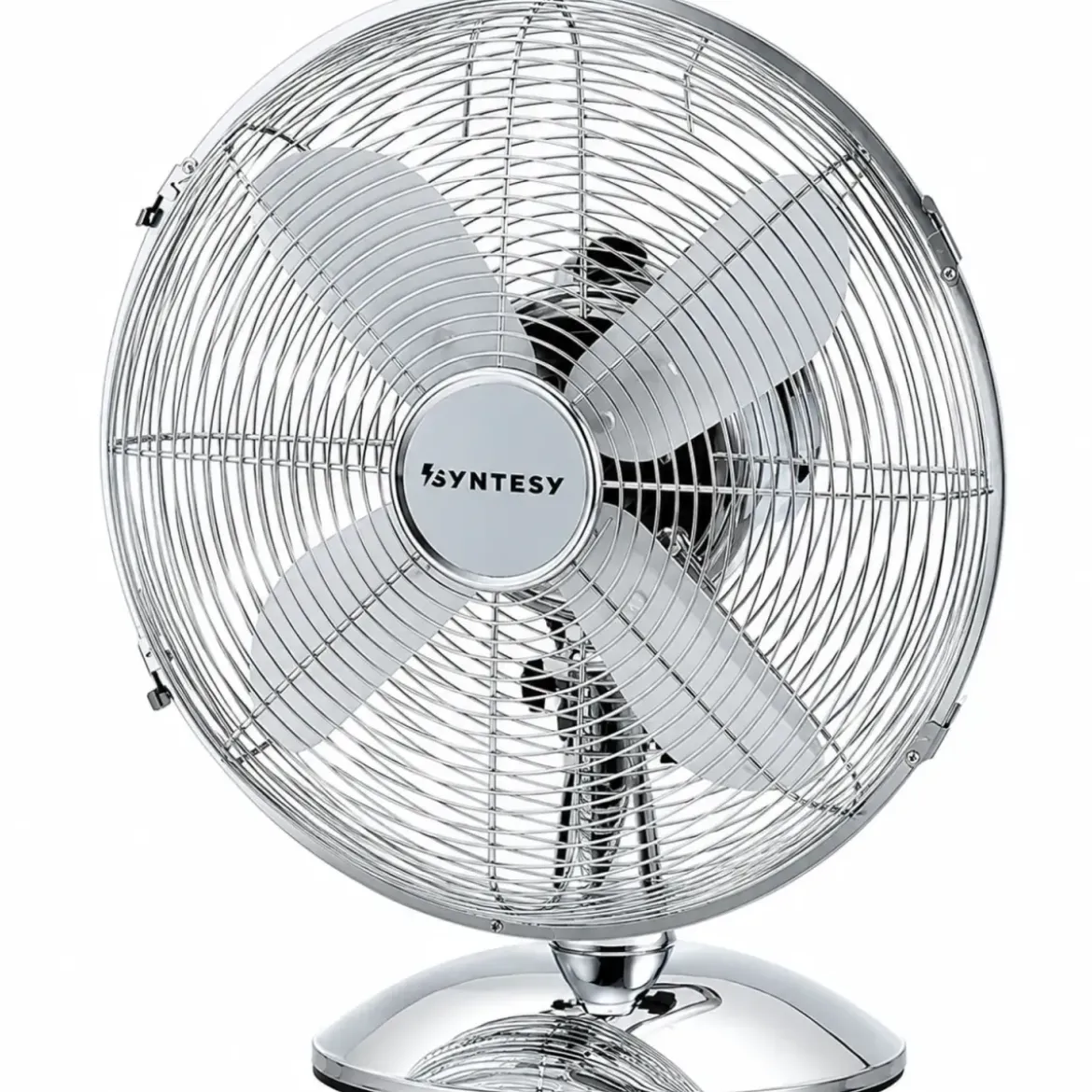 Ventilatore da Tavolo Cromato 60W 3 Velocità Inclinazione Regolabile