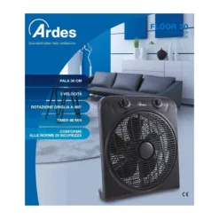 Ventilatore da Terra Pavimento Silenzioso Tavolo Portatile Grow Box Timer Nero