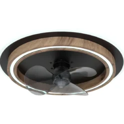 Ventilatore Soffitto con Luce Dimmerabile Nero Effetto Legno Telecomando