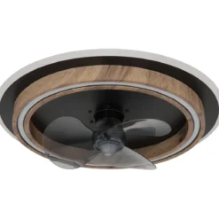 Ventilatore Soffitto con Luce Dimmerabile Nero Effetto Legno Telecomando
