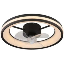 Ventilatore Soffitto con Luce LED Dimmerabile Nero 3 Pale Trasparenti