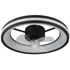 Ventilatore Soffitto con Luce LED Dimmerabile Nero 3 Pale Trasparenti